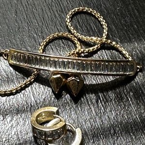 Kendra Scott Jack Gold Huggie Earrings in White Crystal with the Bracelet